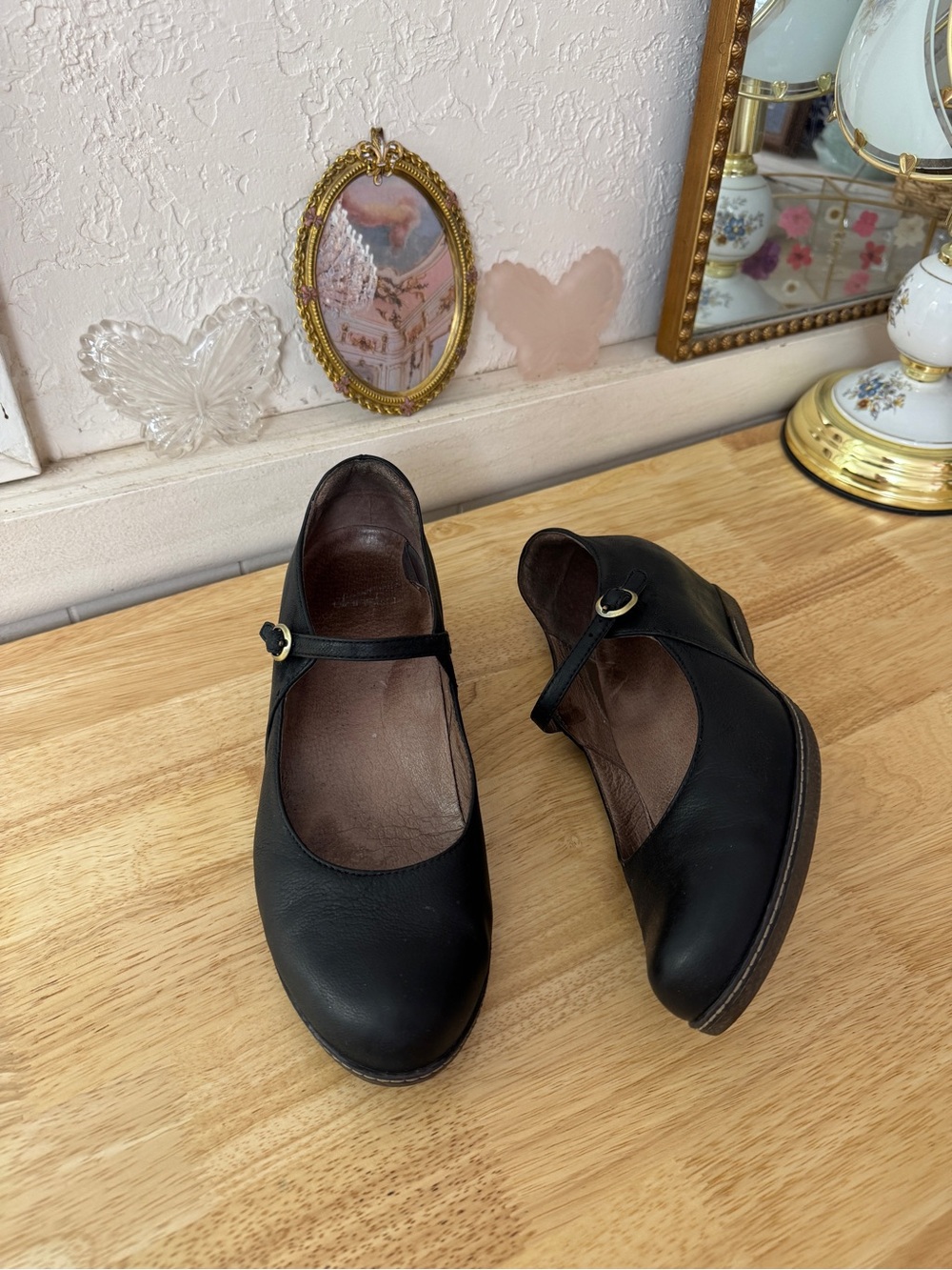 Dansko Black Leather Mary Jane Hidden Wedge Clogs EU 40 Comfort Shoes Y2K Comfy - Picture 6 of 13